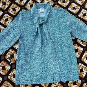 80s Girl Scouts Troop Leader Polka dot Long Sleeve Button Down Shirt